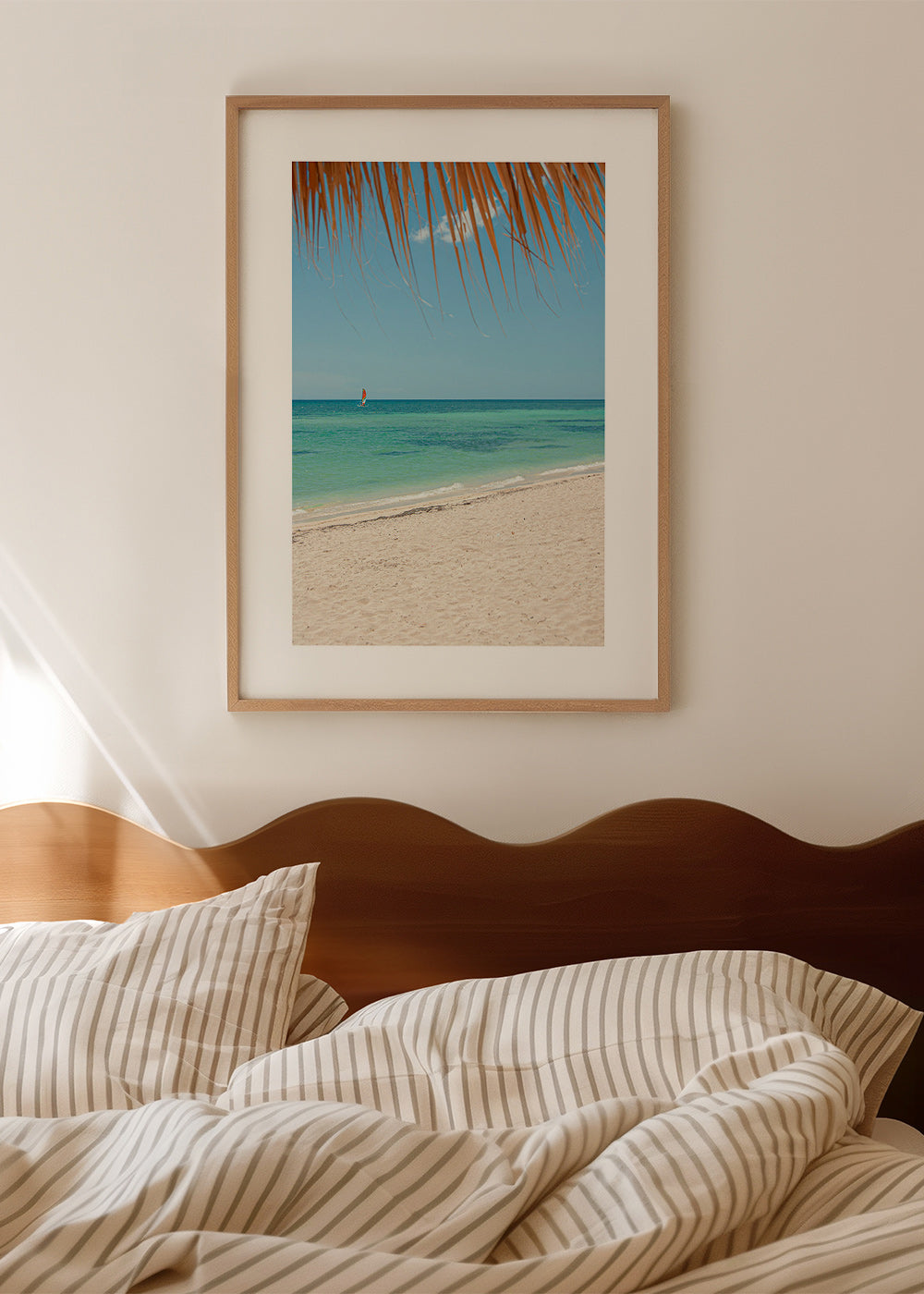 Quadro paesaggio: spiaggia caraibica con palma