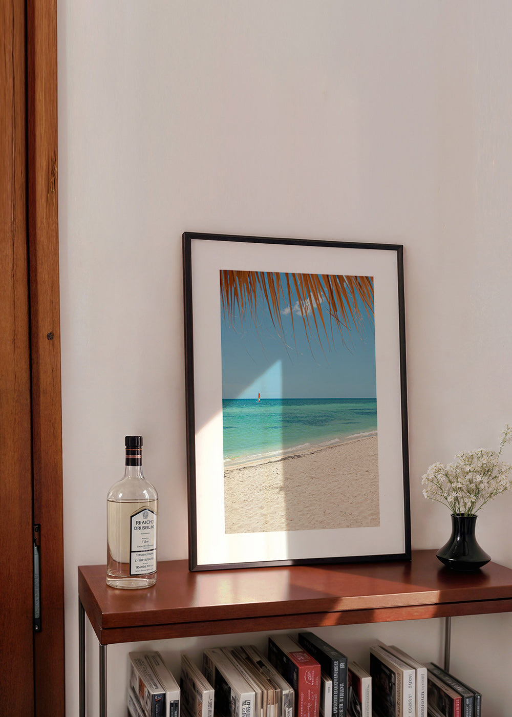 Quadro paesaggio: spiaggia caraibica con palma