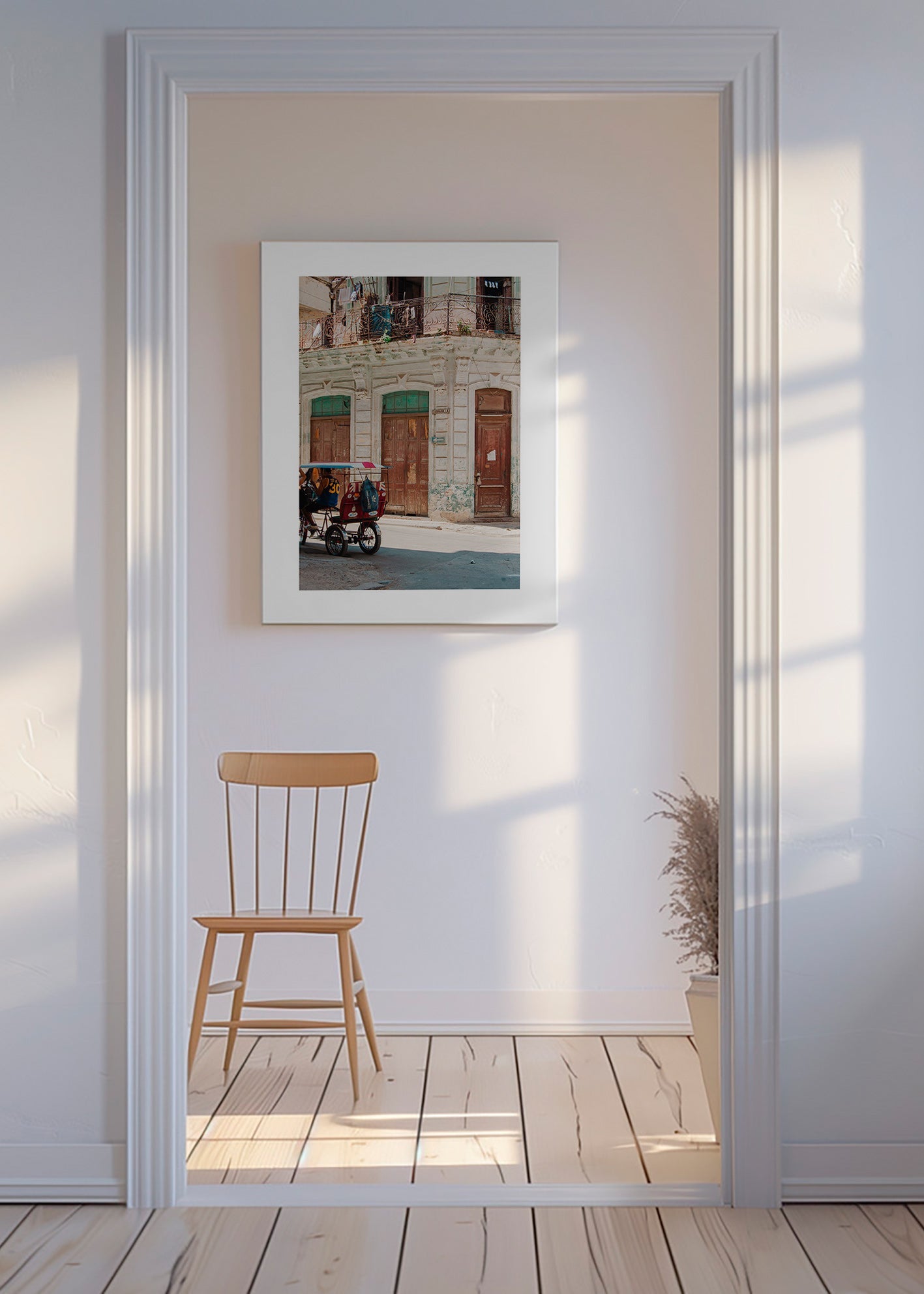 Poster di viaggio: facciata habanera con risciò