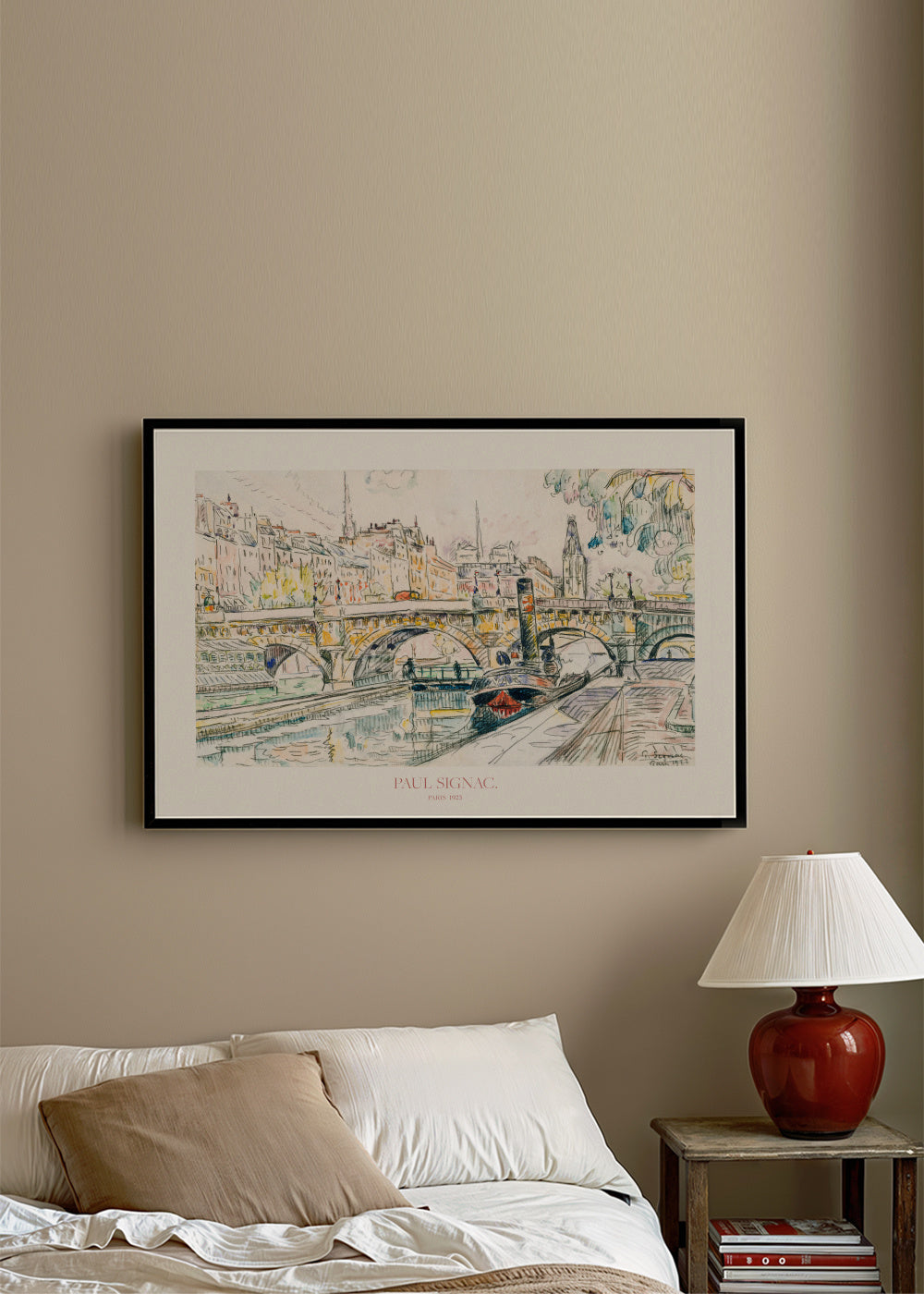 Tugboat At the Pont Neuf - Framed poster in an interior