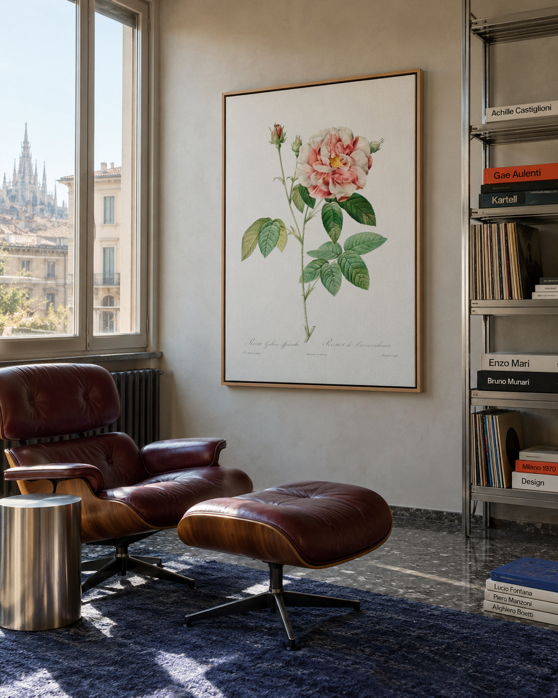 Rosa Gallica - Framed canvas in an interior