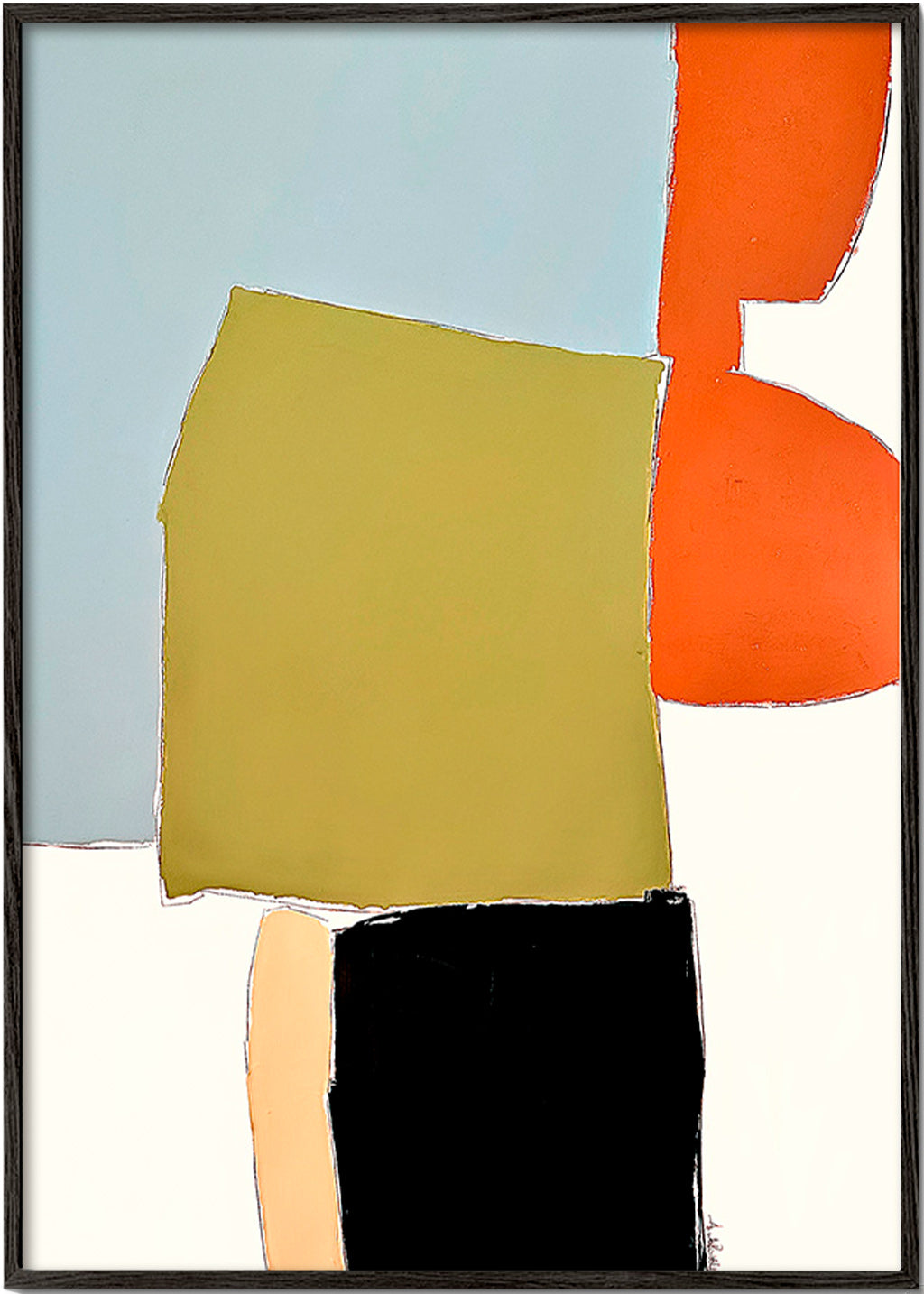 Cuadro abstracto con bloques orgánicos – Black Frame