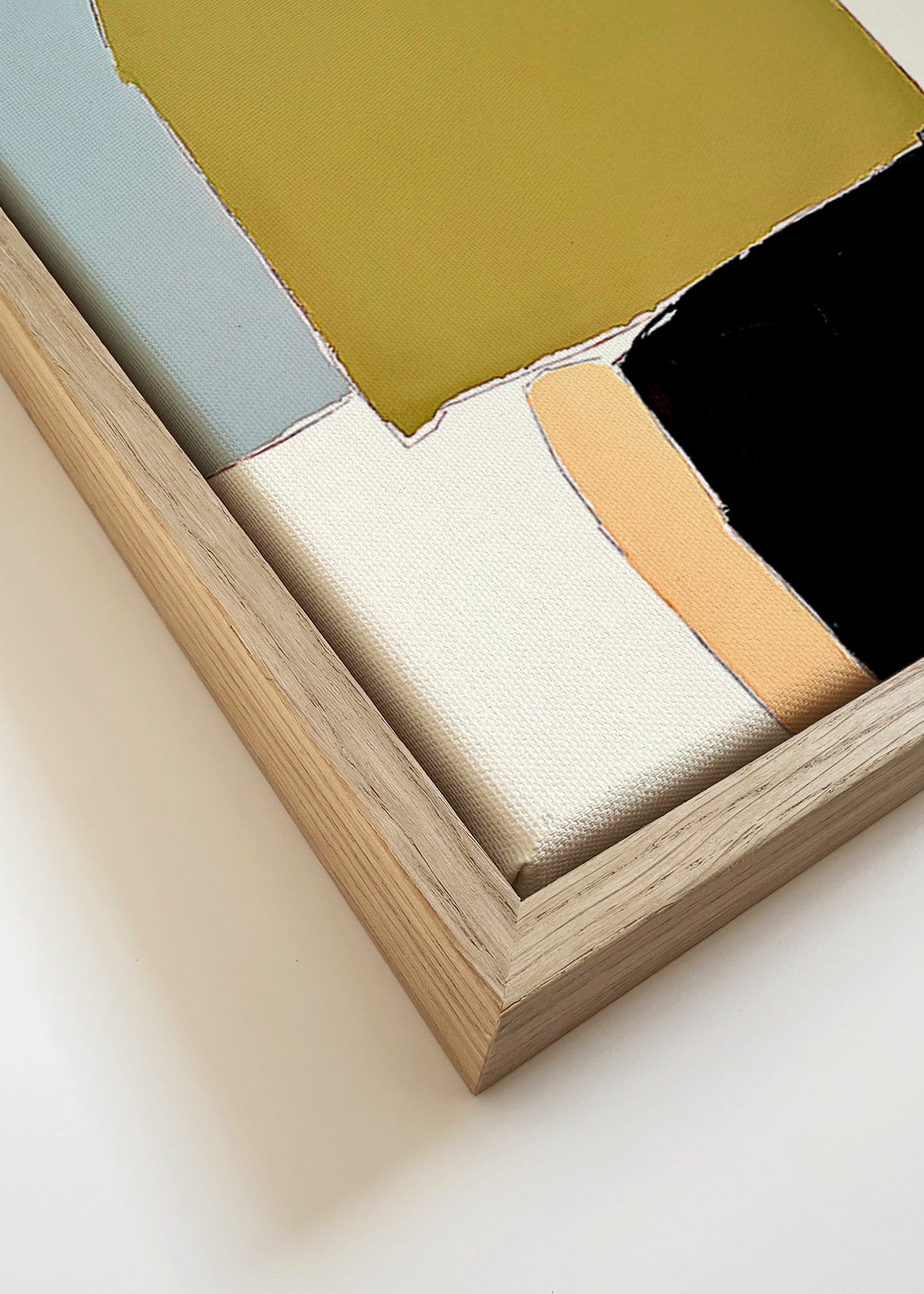 Cuadro abstracto con bloques orgánicos – Canvas detail