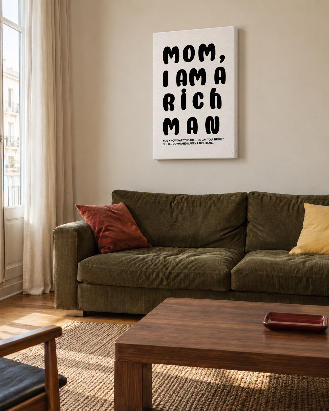 RICH MAN - Unframed canvas in an interior