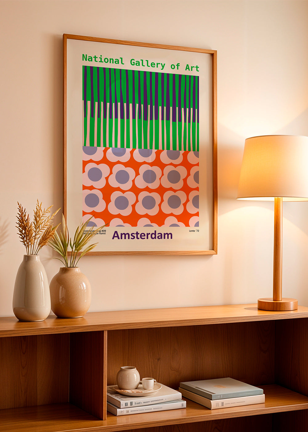 Cuadro de ciudades Amsterdam con patrón floral gráfico – Product1