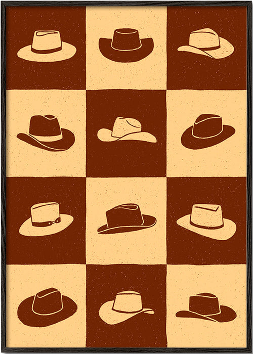 Ilustración de sombreros vaqueros en tablero – Black Frame