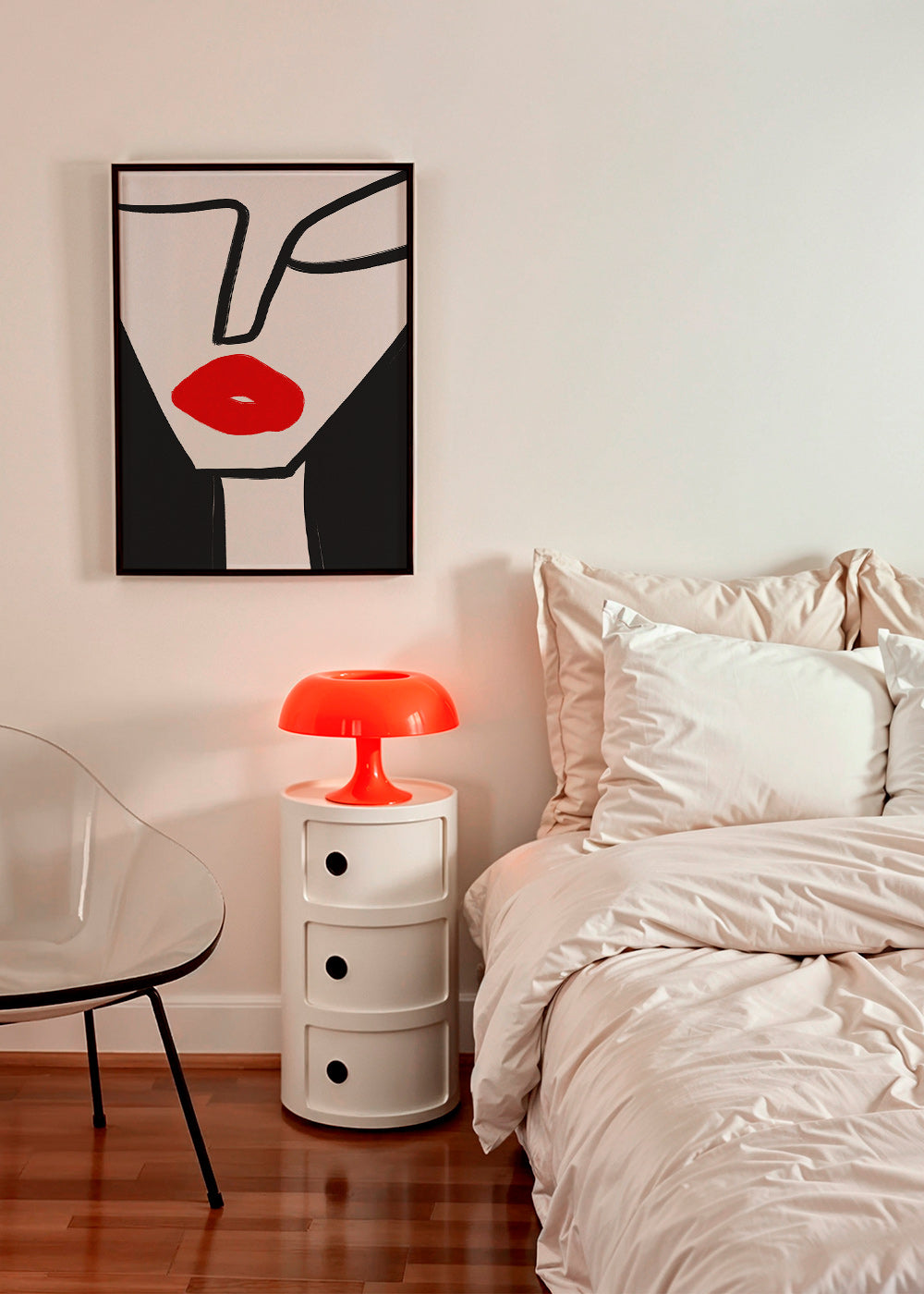 Cuadro minimalista con labios rojos y perfil gráfico – Product2