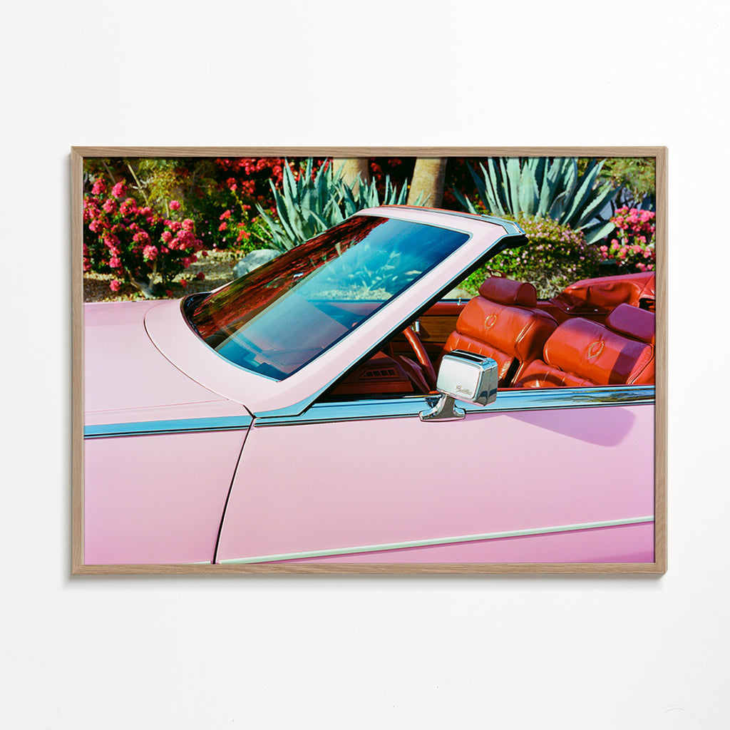 Cuadro vintage coche convertible rosa – Oak Frame
