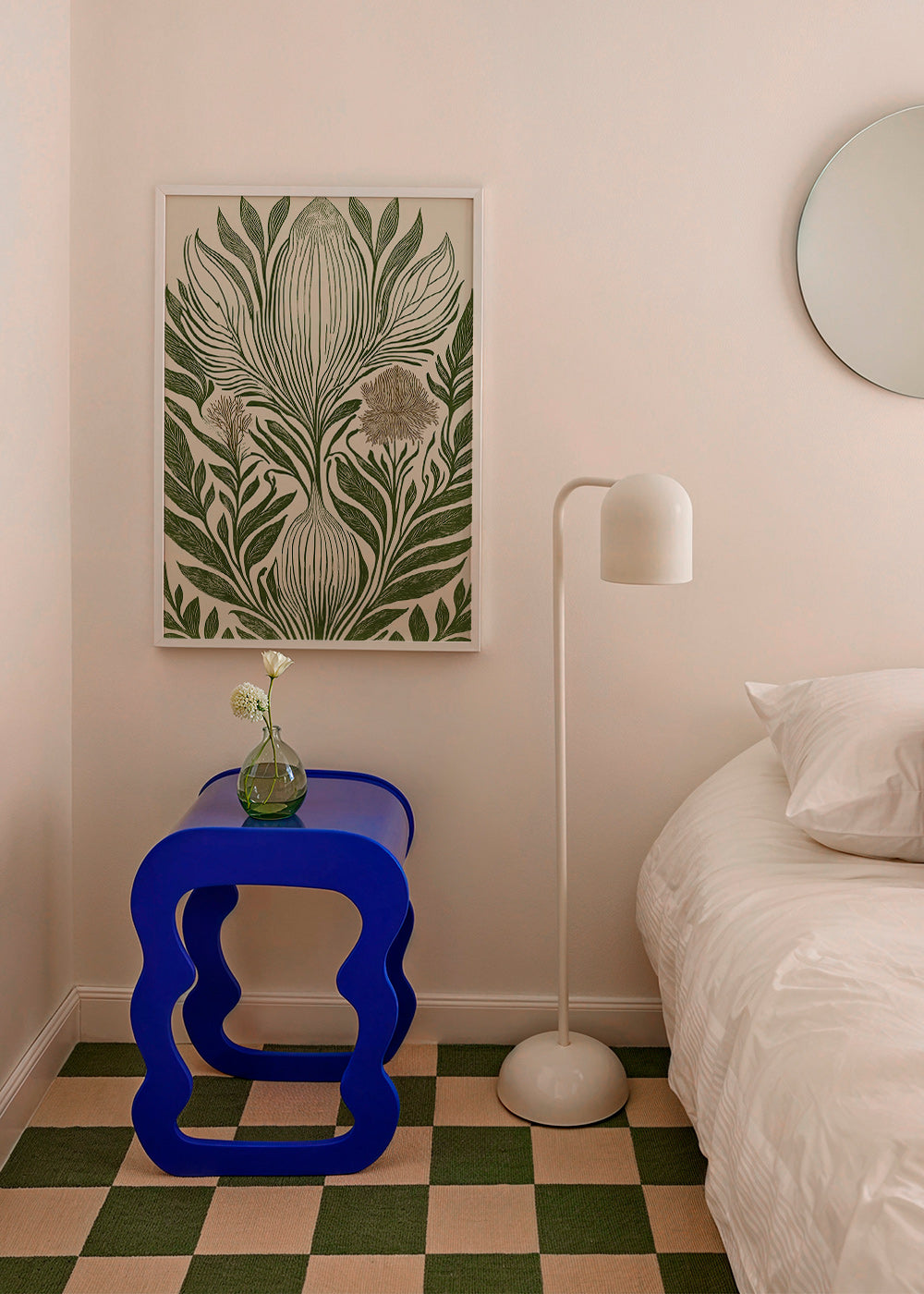 Lámina botánica con hojas verdes y trazo lineal – Product2