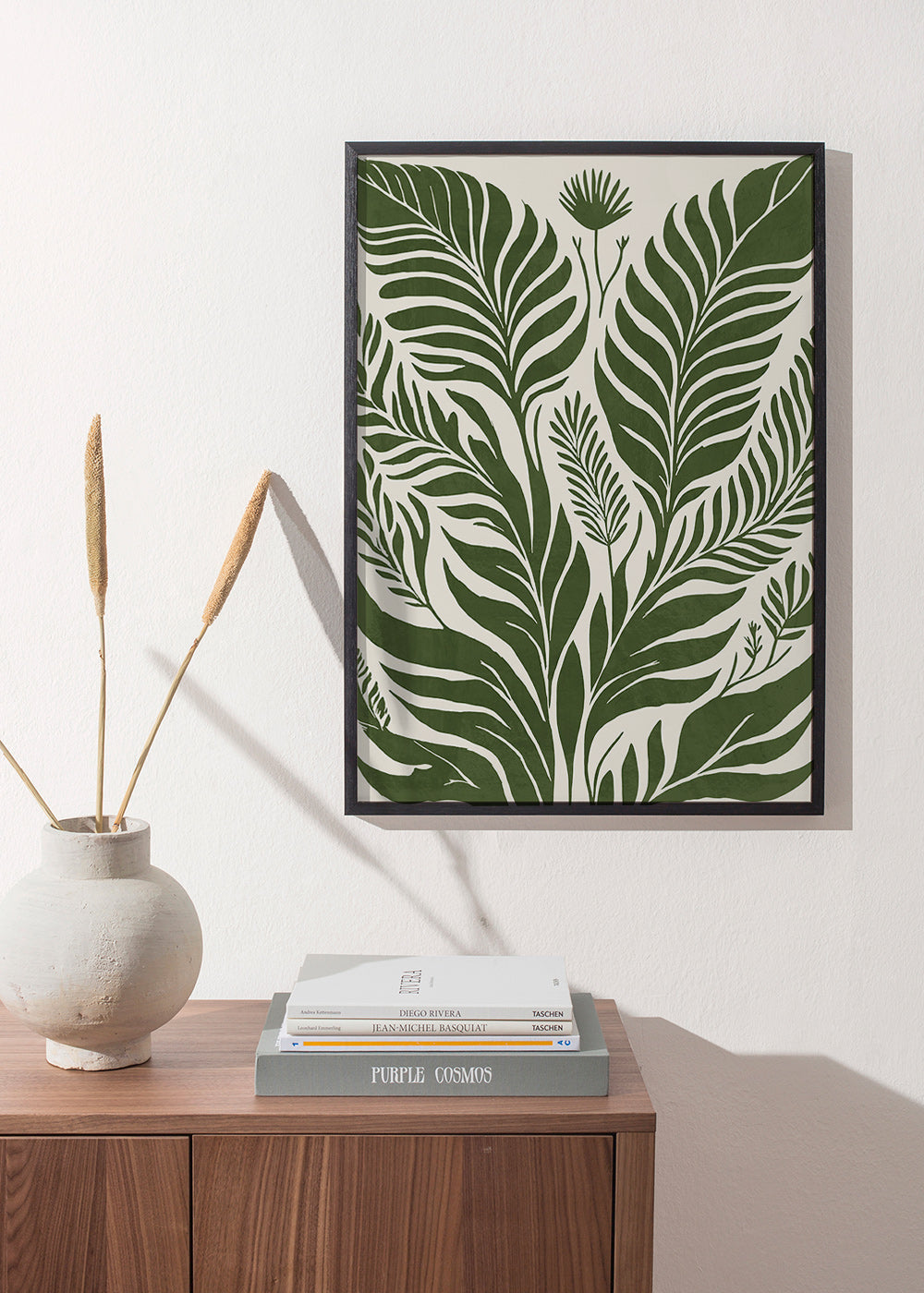 Lámina botánica de hojas verdes sobre fondo beige – Product3