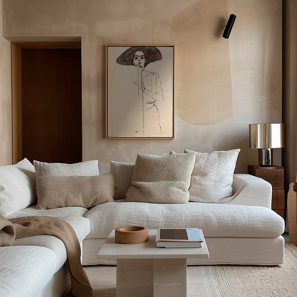 Ilustración retrato con sombrero y trazo expresivo – Canvas1