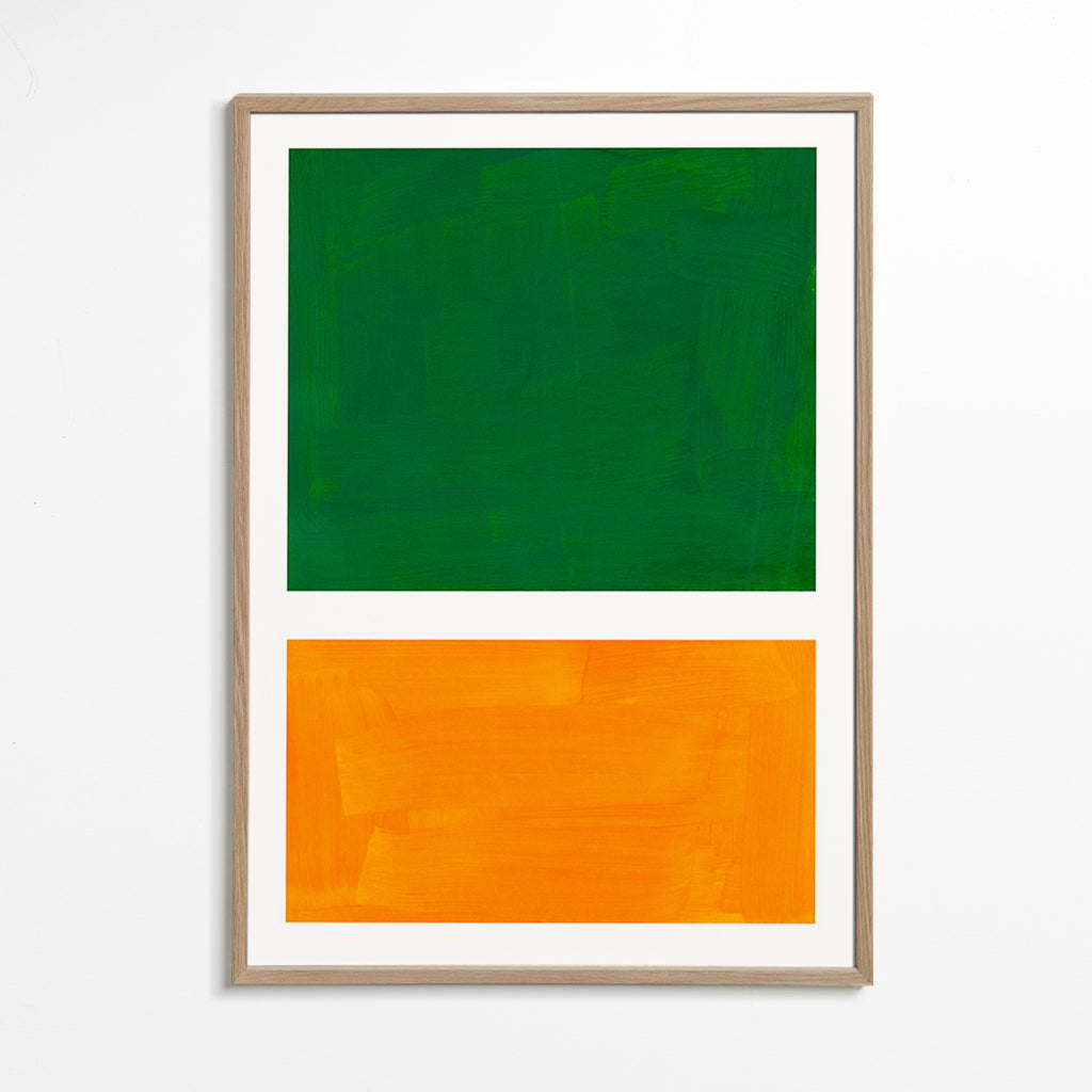 Cuadro abstracto en dos campos de color – Oak Frame