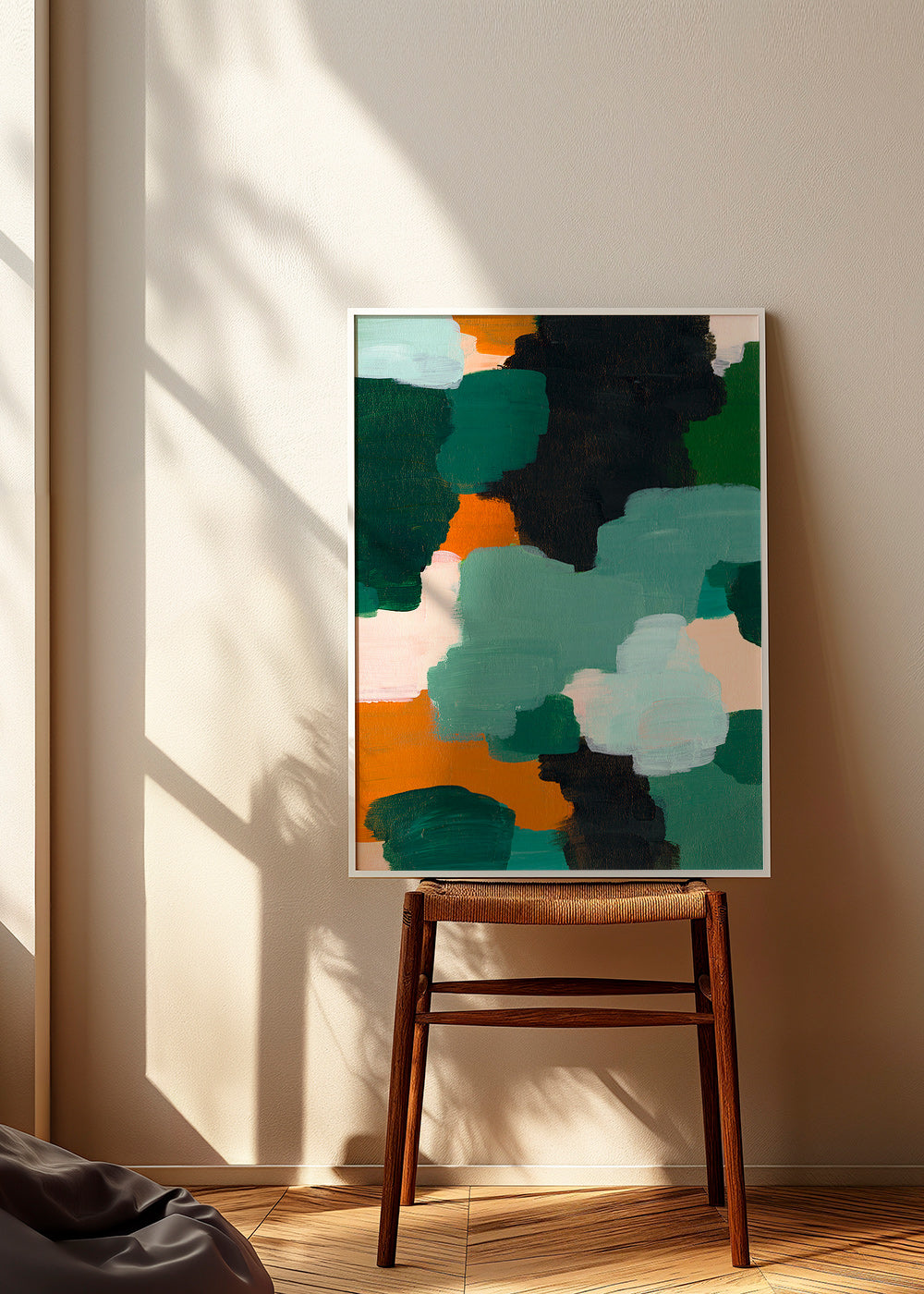 Cuadro abstracto con pinceladas verdes y ocre – Product3