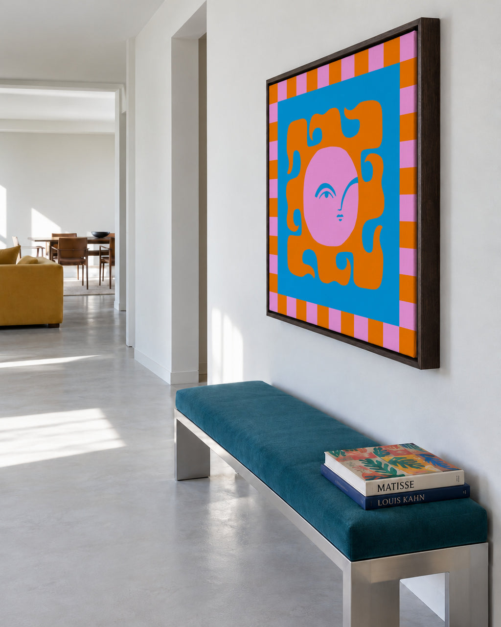 Sun Playful Gaze - Framed canvas in an interior