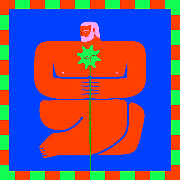 Ilustración de figura sosteniendo flor