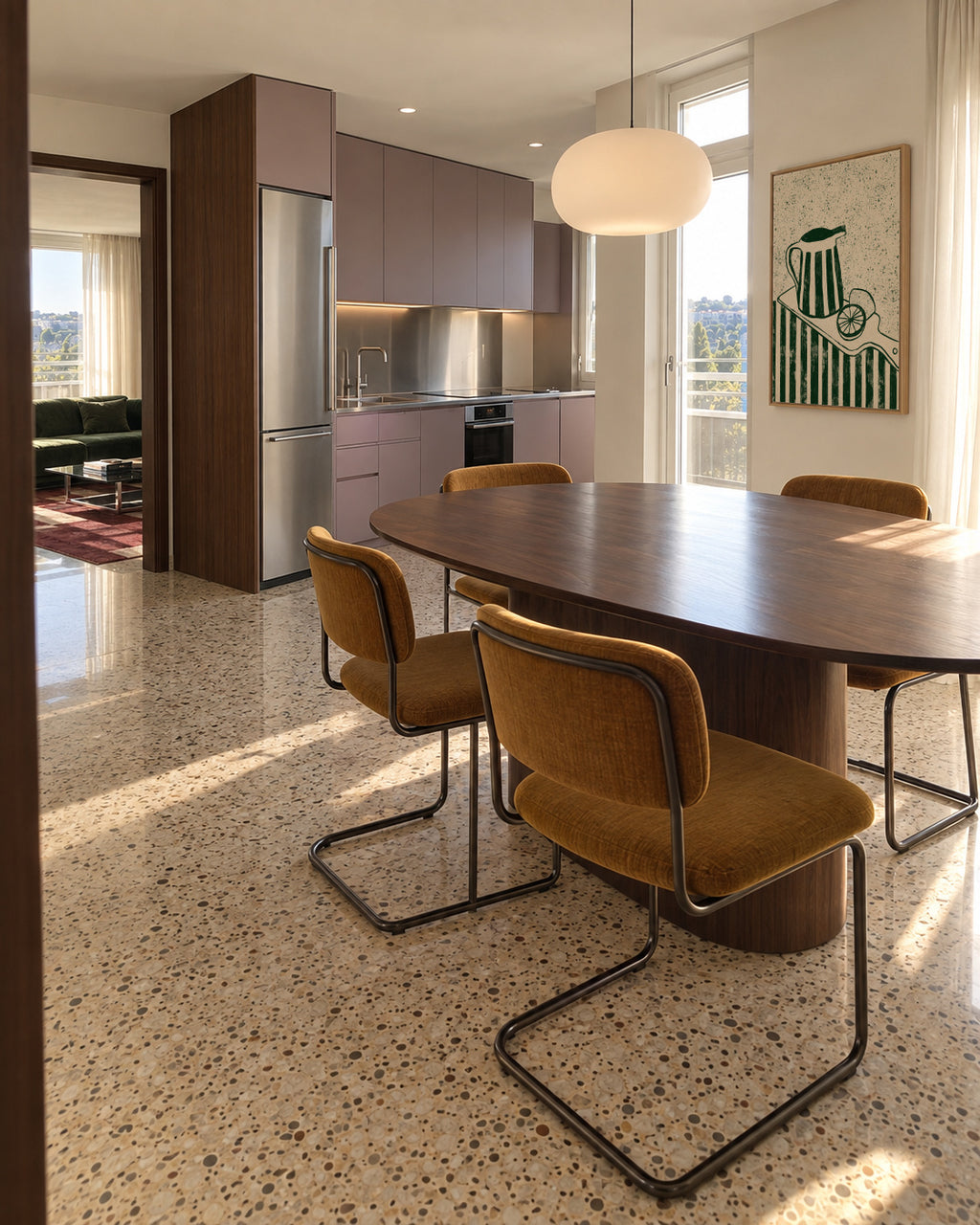 GREEN SERVED - Framed canvas in an interior