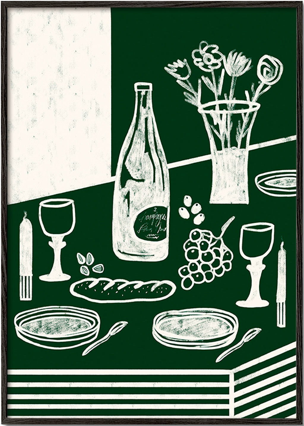 Cuadro de cocina con bodegón lineal – Black Frame