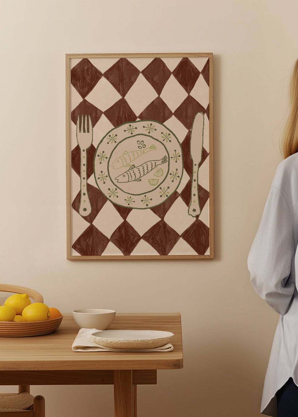 DINNER - Framed poster in an interior