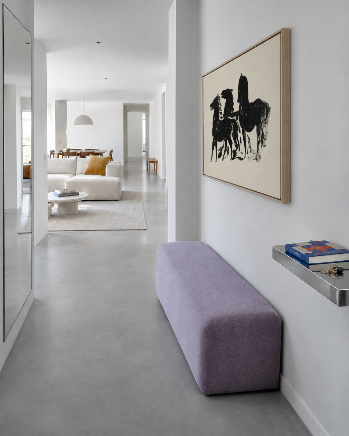Drie Zwarte Paarden Staand Naar Links Kijkend - Framed canvas in an interior
