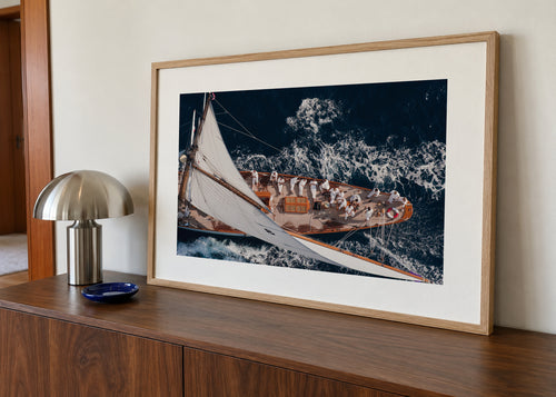Above Moonbeam - Framed poster in an interior