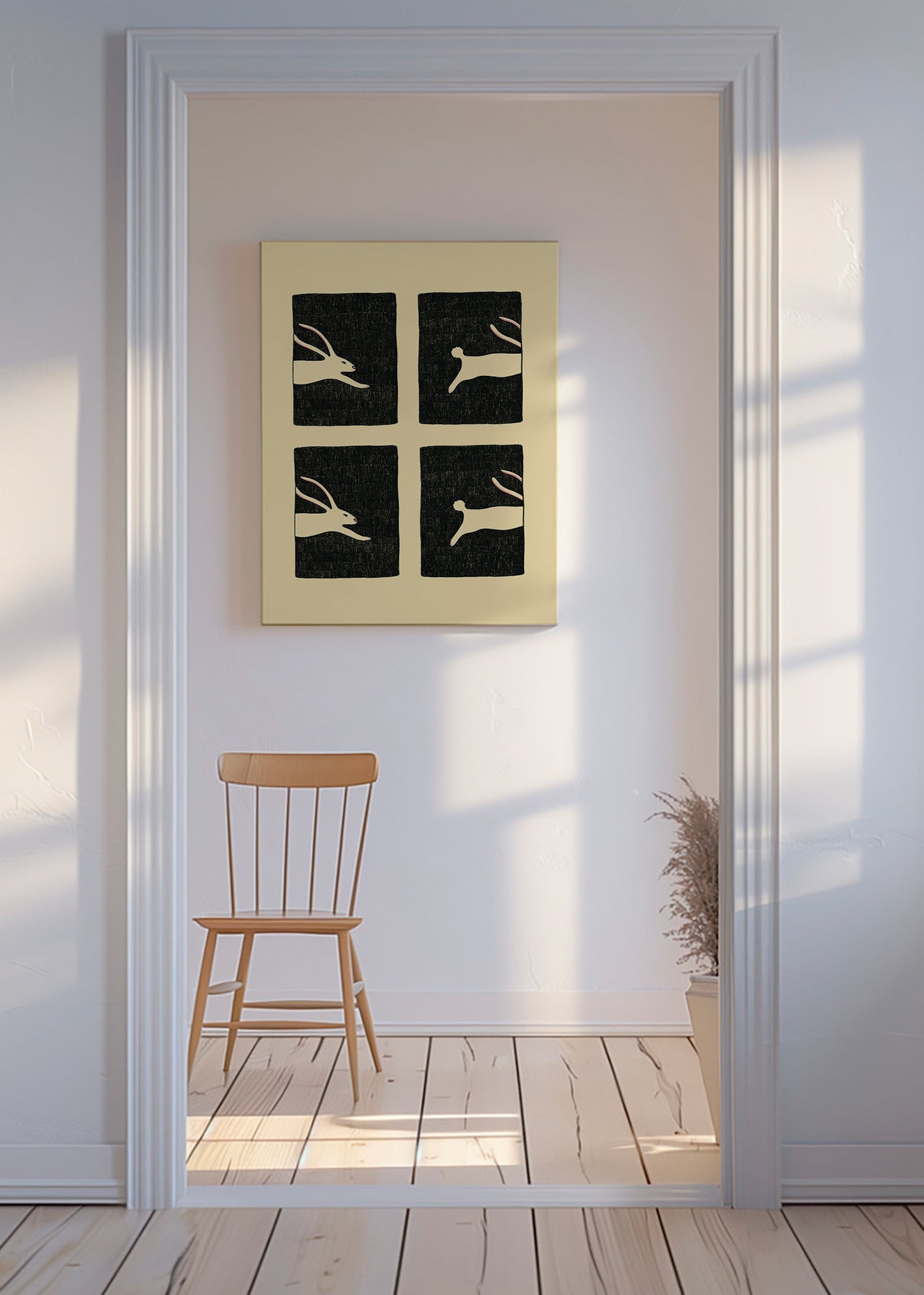 Cuadro con conejos repetidos en paneles – Canvas