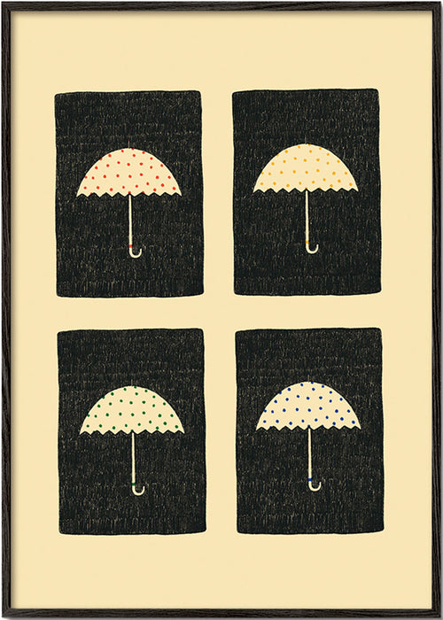 Ilustración de paraguas repetidos – Black Frame