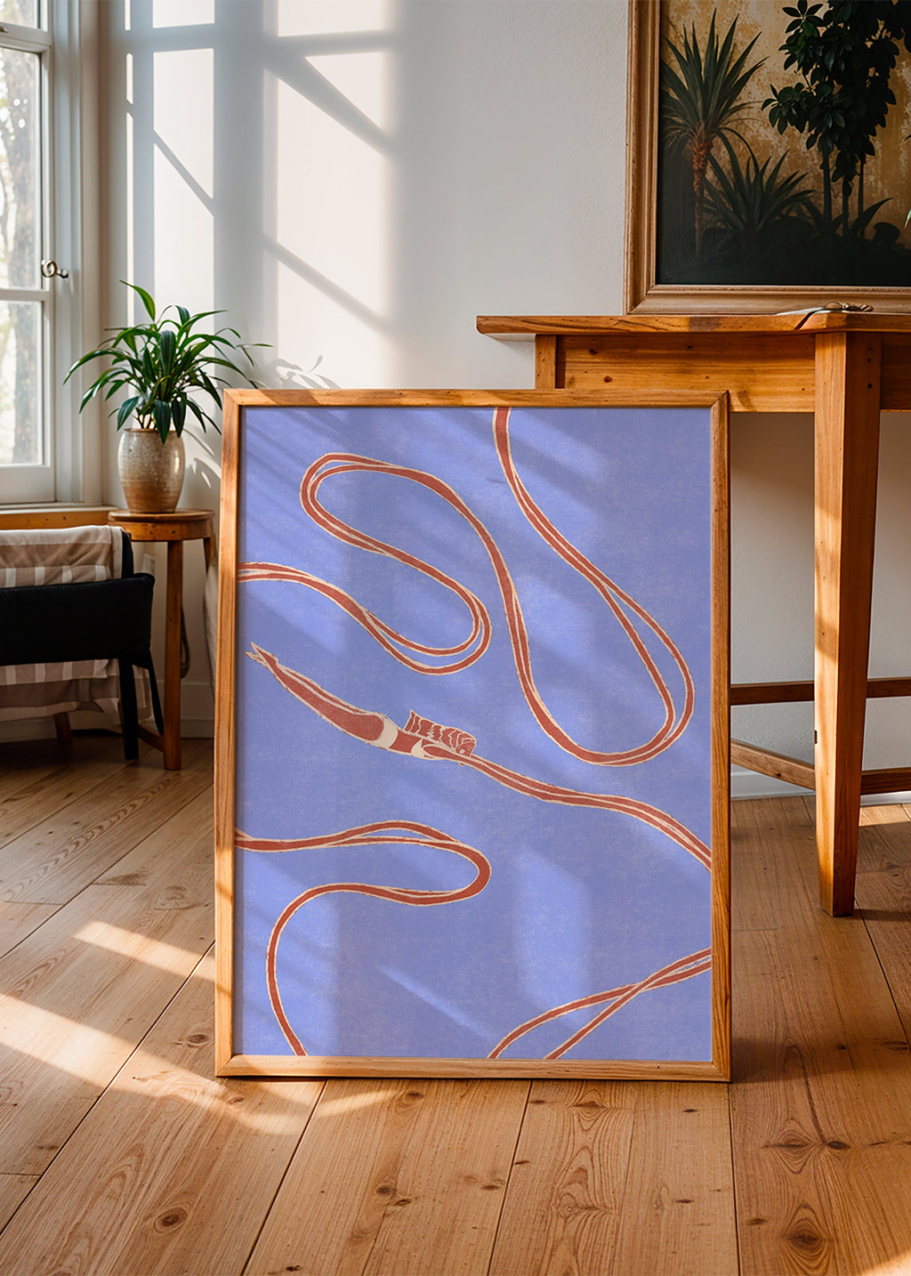 Ilustración: nadadora con lazos ondulados – Product1