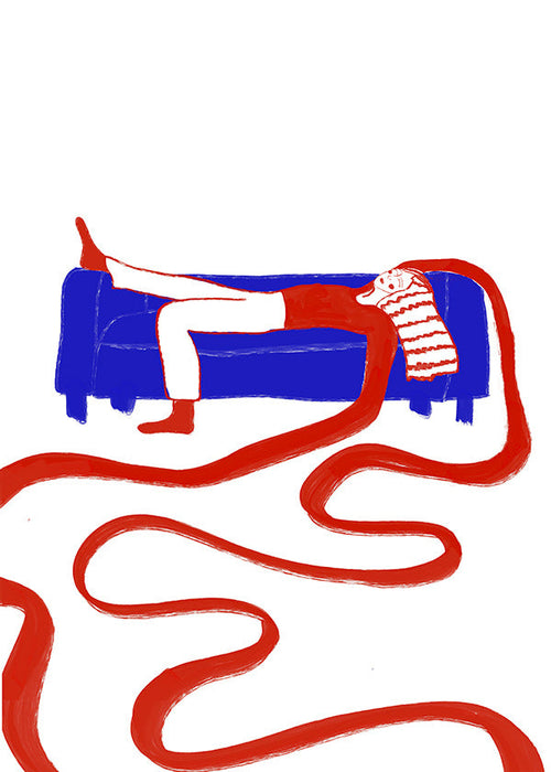 Ilustración de figura recostada en sofá
