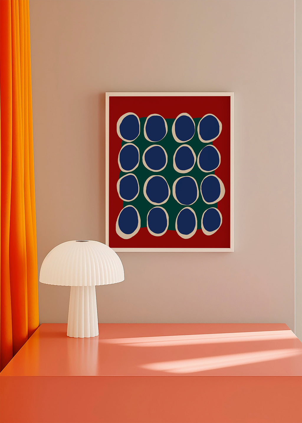 Cuadro geométrico con óvalos azules y bloque verde – Product1