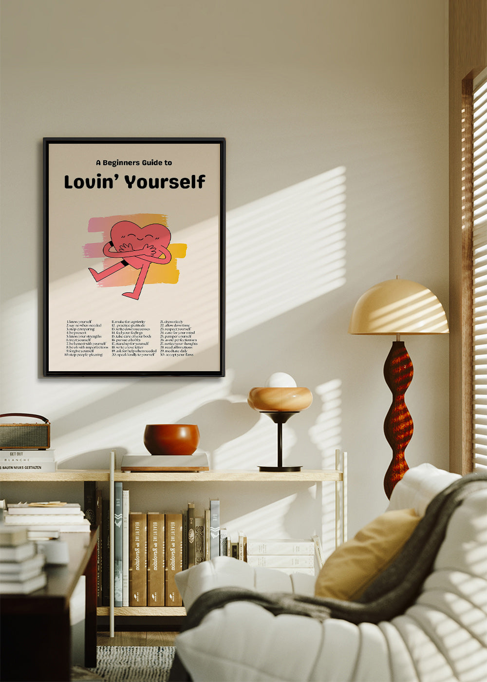 Ilustración: Corazón abrazándose con fondo pastel – Canvas2