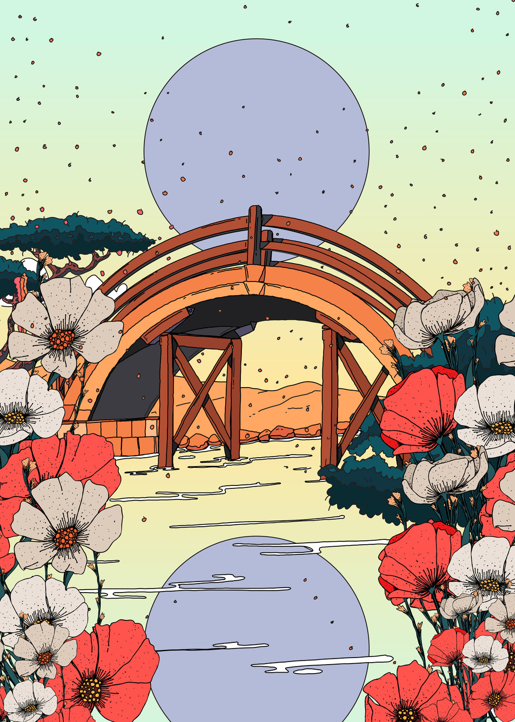 Japanese Bridge Landscape - Unframed art print