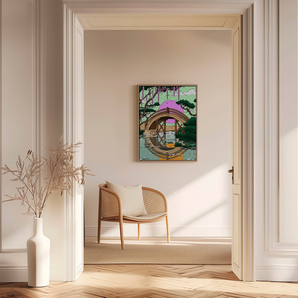 Cuadro de paisaje con puente arqueado y reflejo – Canvas1