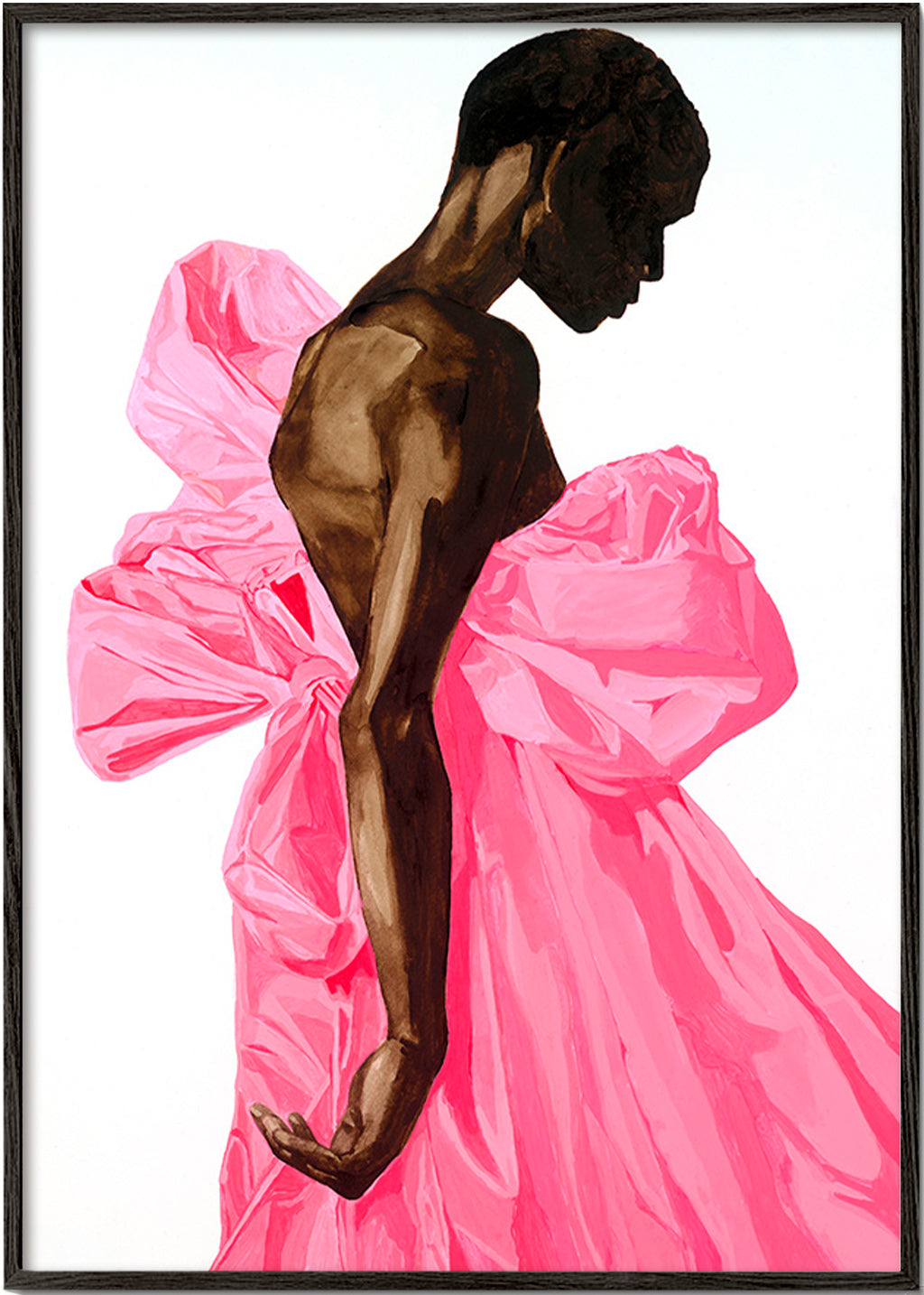 Ilustración figura en vestido rosa – Black Frame