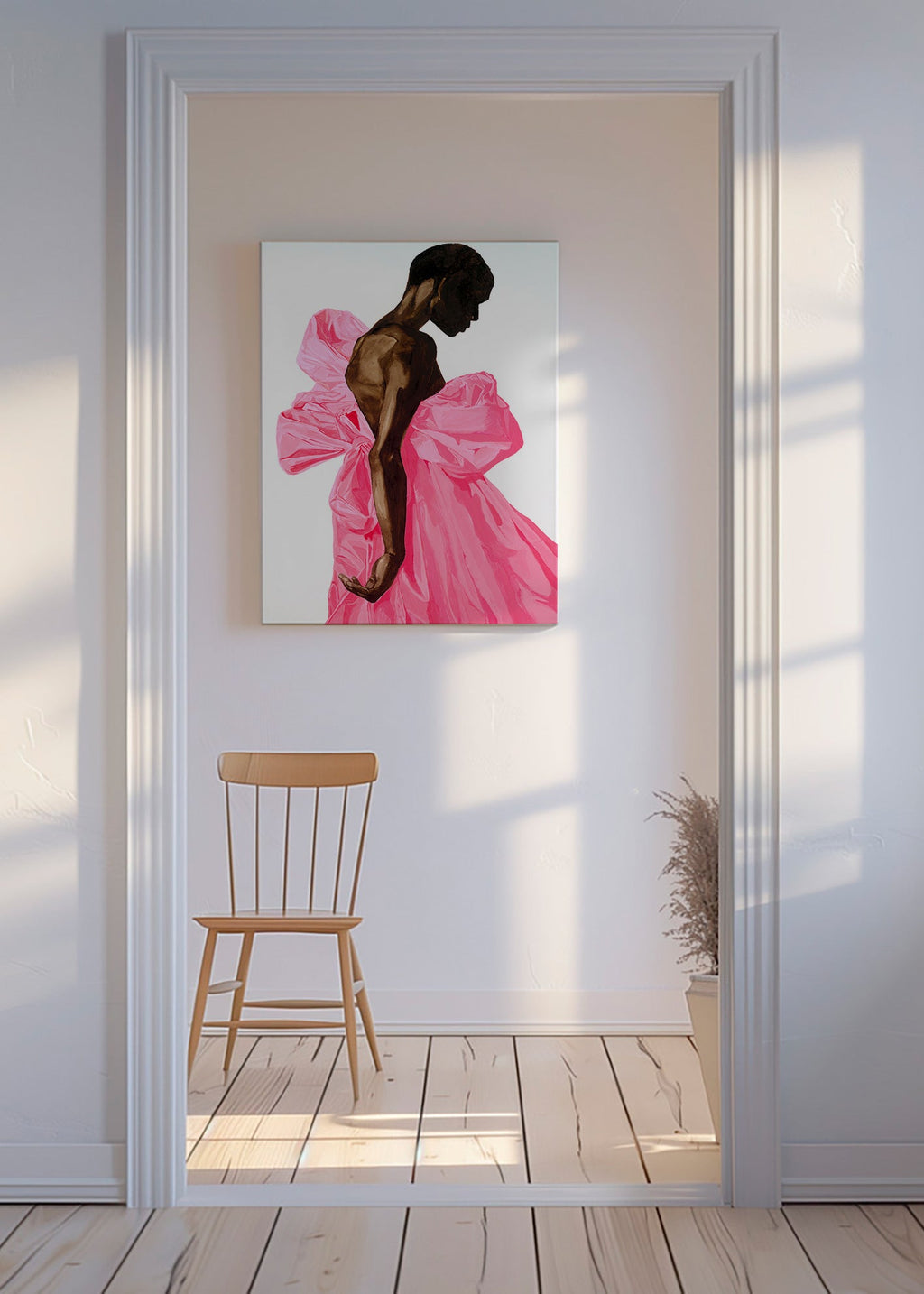 Ilustración figura en vestido rosa – Canvas