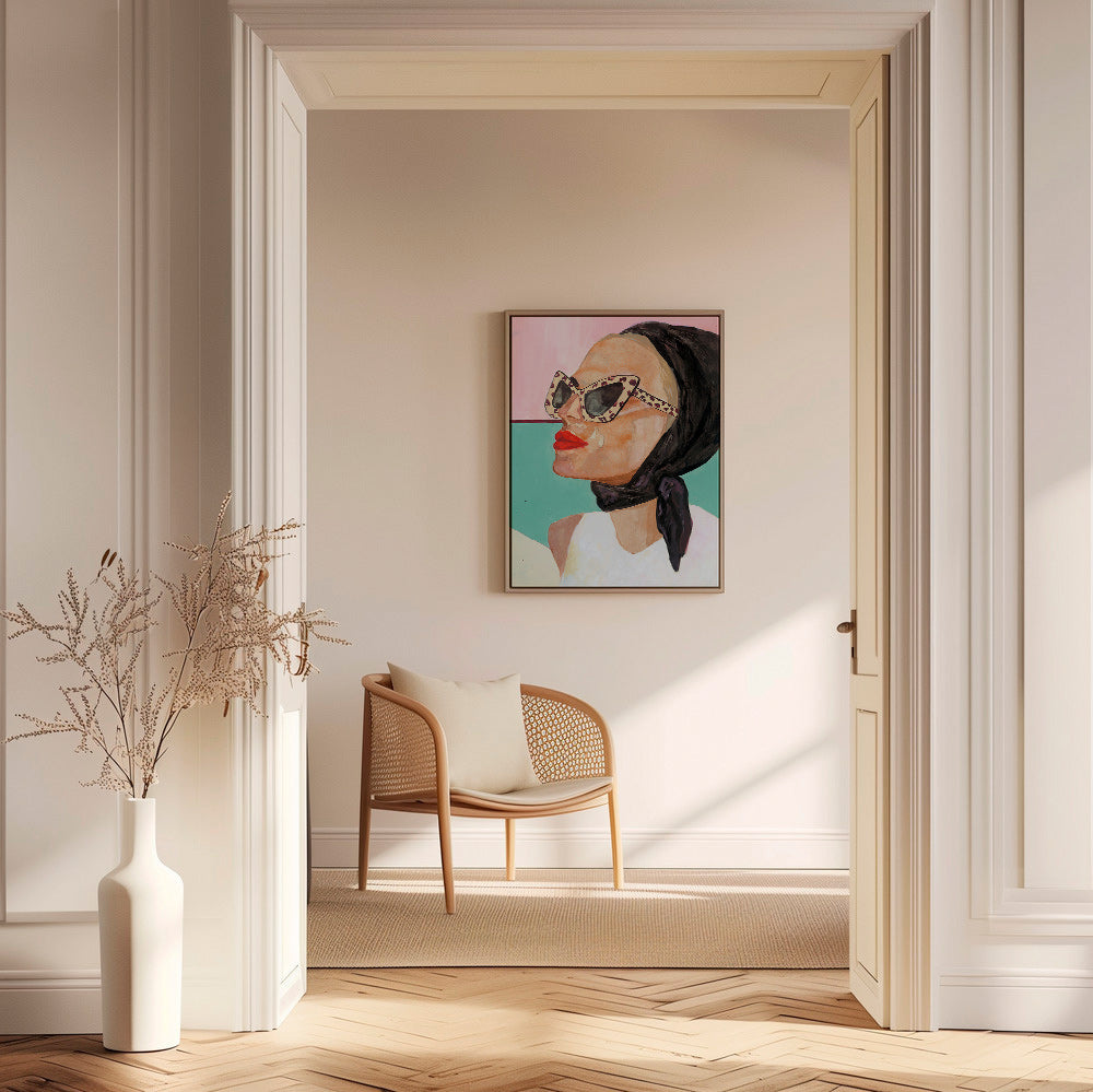 Ilustración de mujer con gafas vintage – Canvas2