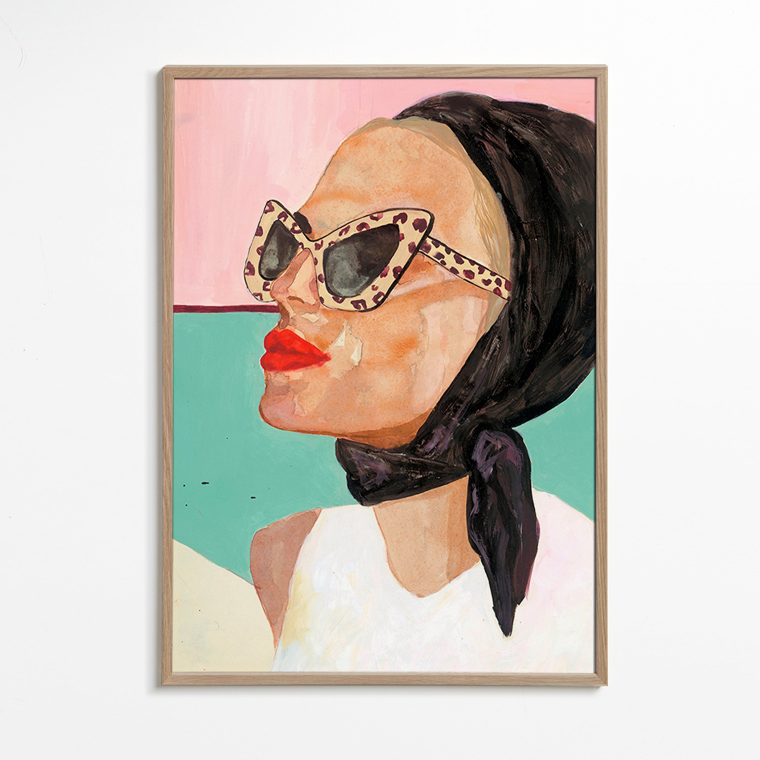 Ilustración de mujer con gafas vintage – Oak Frame