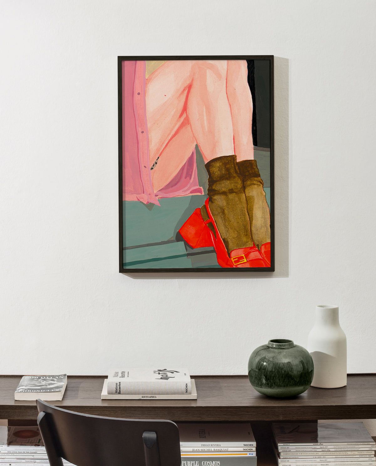 Ilustración de piernas con zapatos rojos – Product1