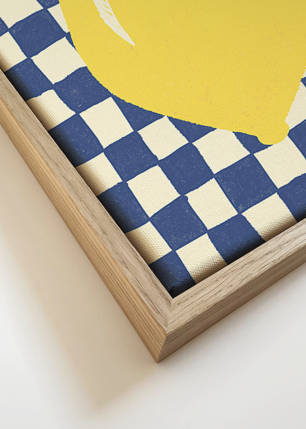 Cuadro de cocina con limón ilustrado y fondo ajedrezado – Canvas detail