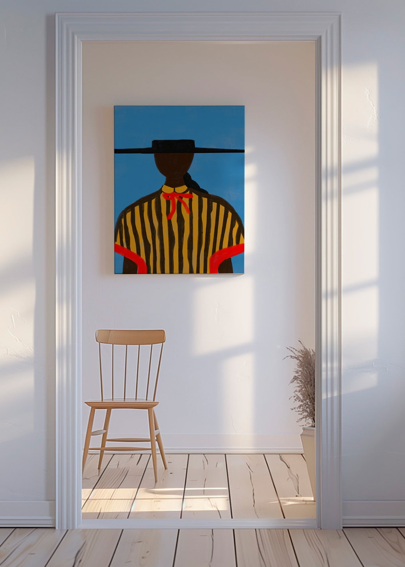 Ilustración de figura con sombrero y rayas – Canvas