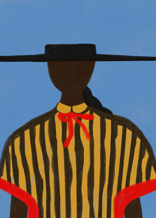 Ilustración de figura con sombrero y rayas