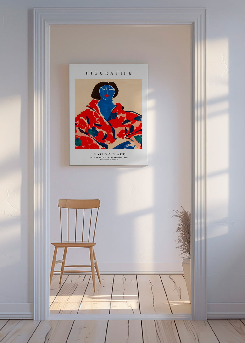 Ilustración femenina con kimono rojo – Canvas