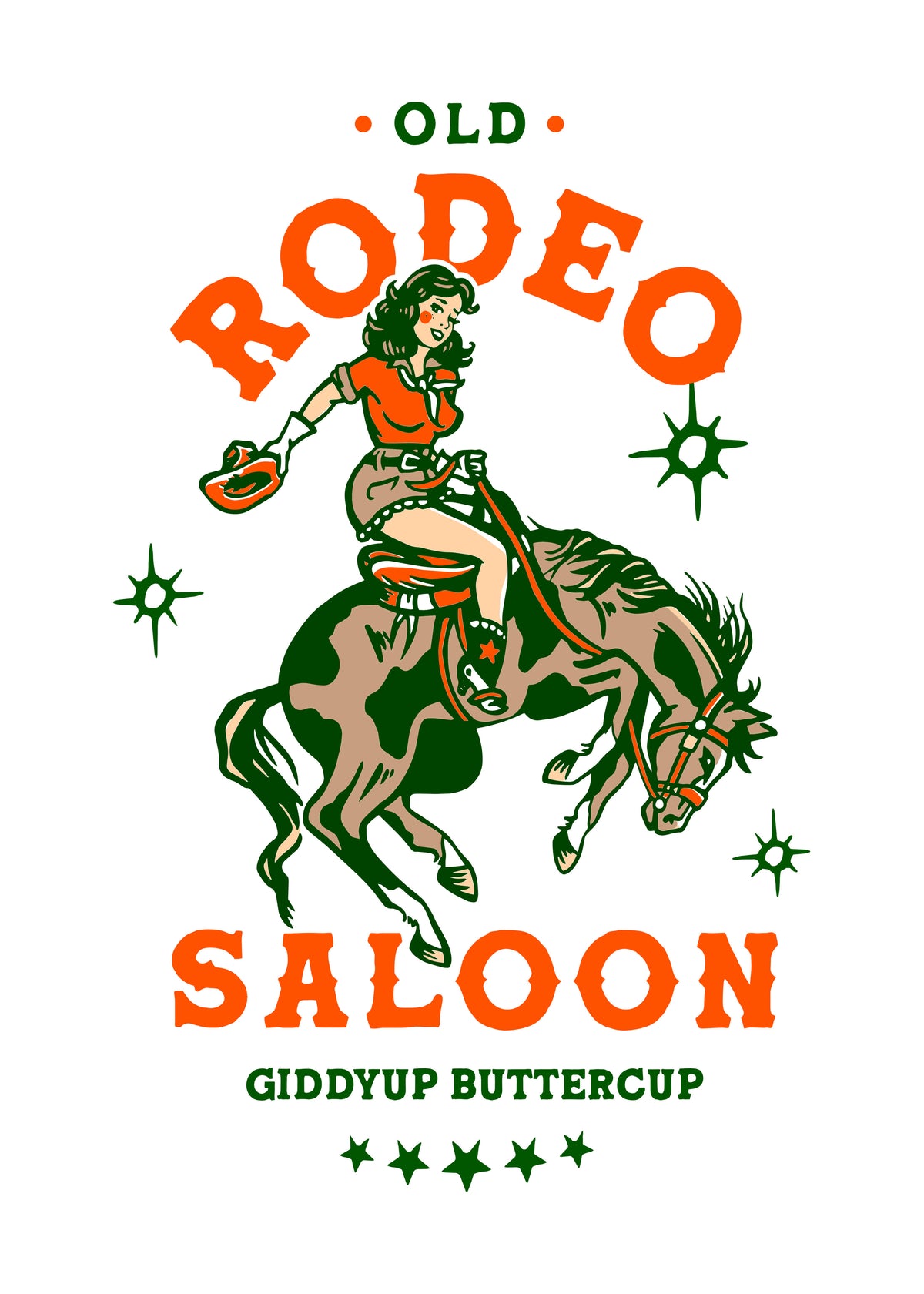 Old Rodeo Saloon Cowgirl: Giddyup Buttercup - Unframed art print