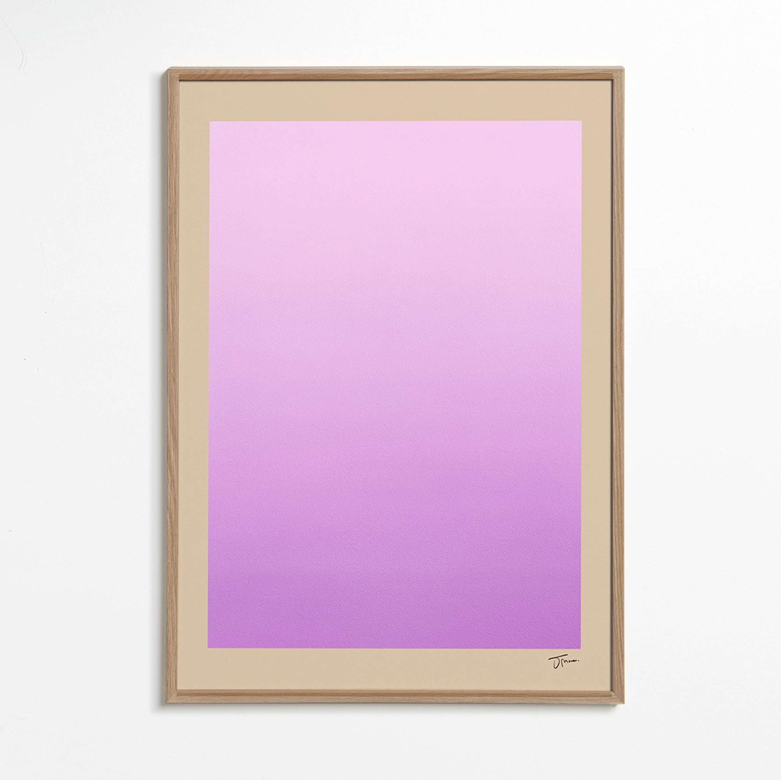 Cuadro abstracto degradado lavanda vertical – Oak Frame