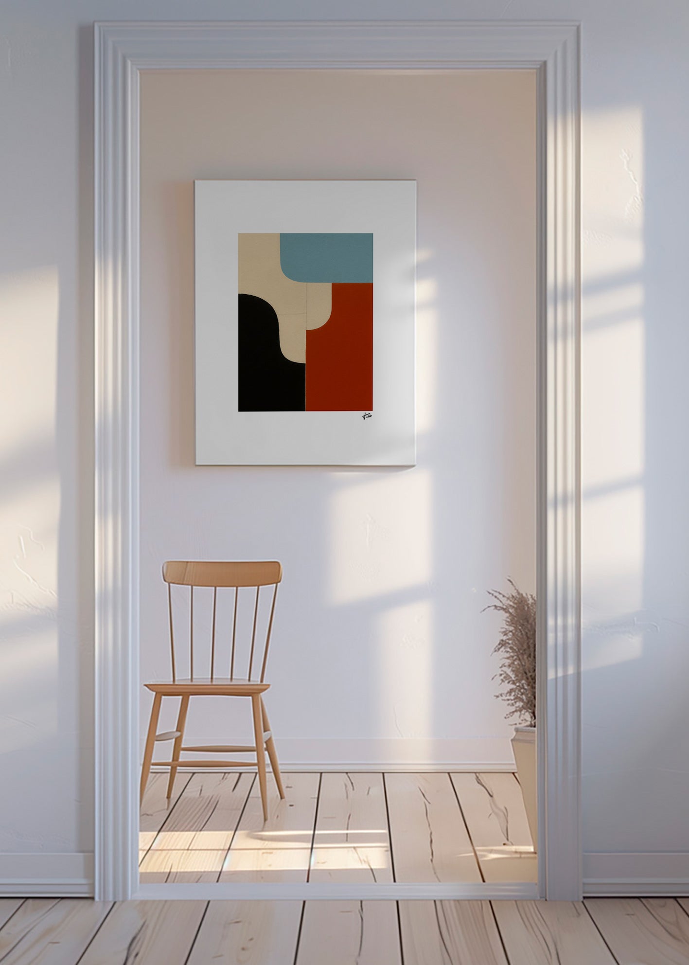 Cuadro geométrico modular con curvas orgánicas – Canvas