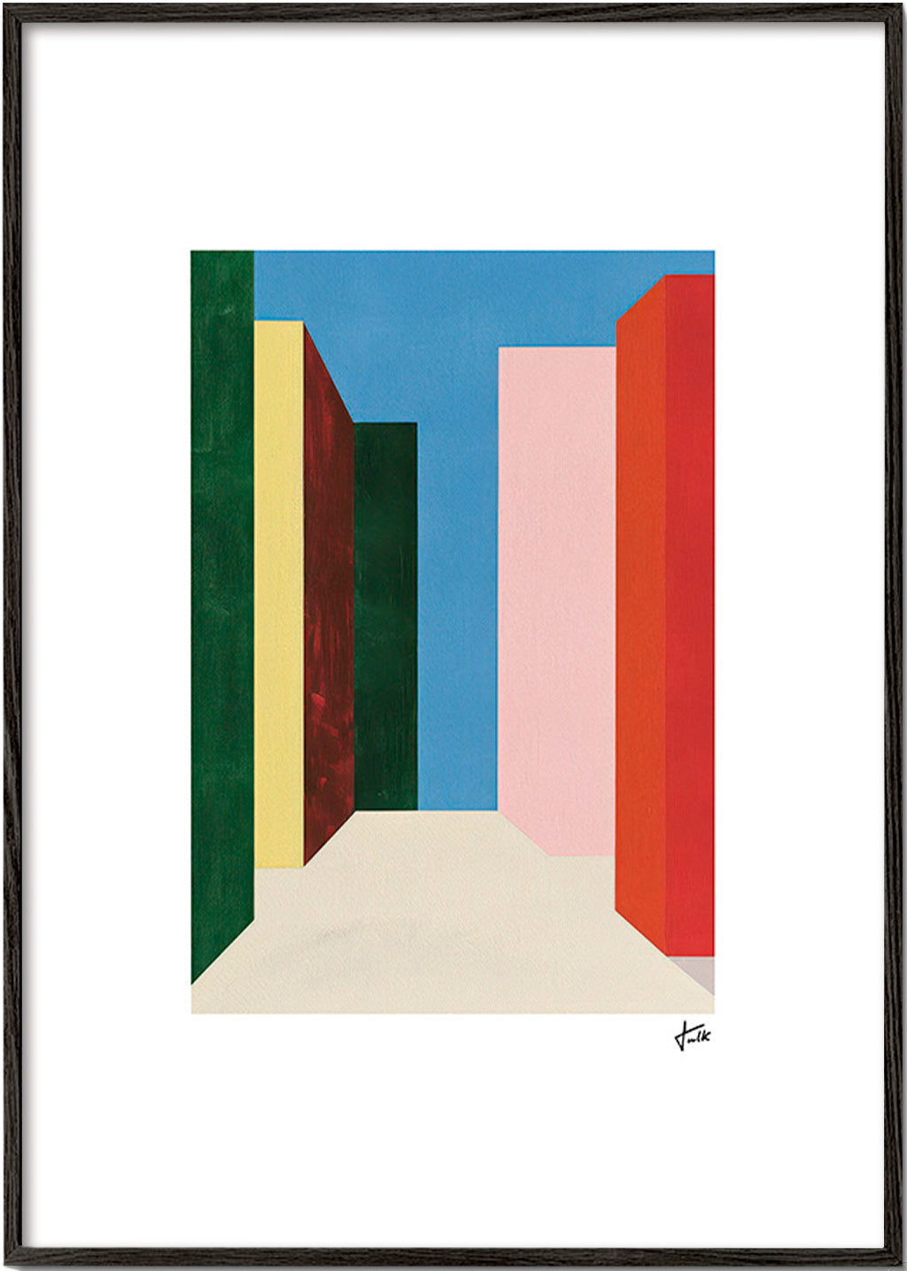 Cuadro geométrico: pasaje vertical de colores – Black Frame