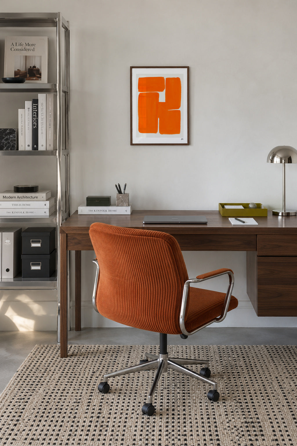 Orange Blocks - Framed poster in an interior