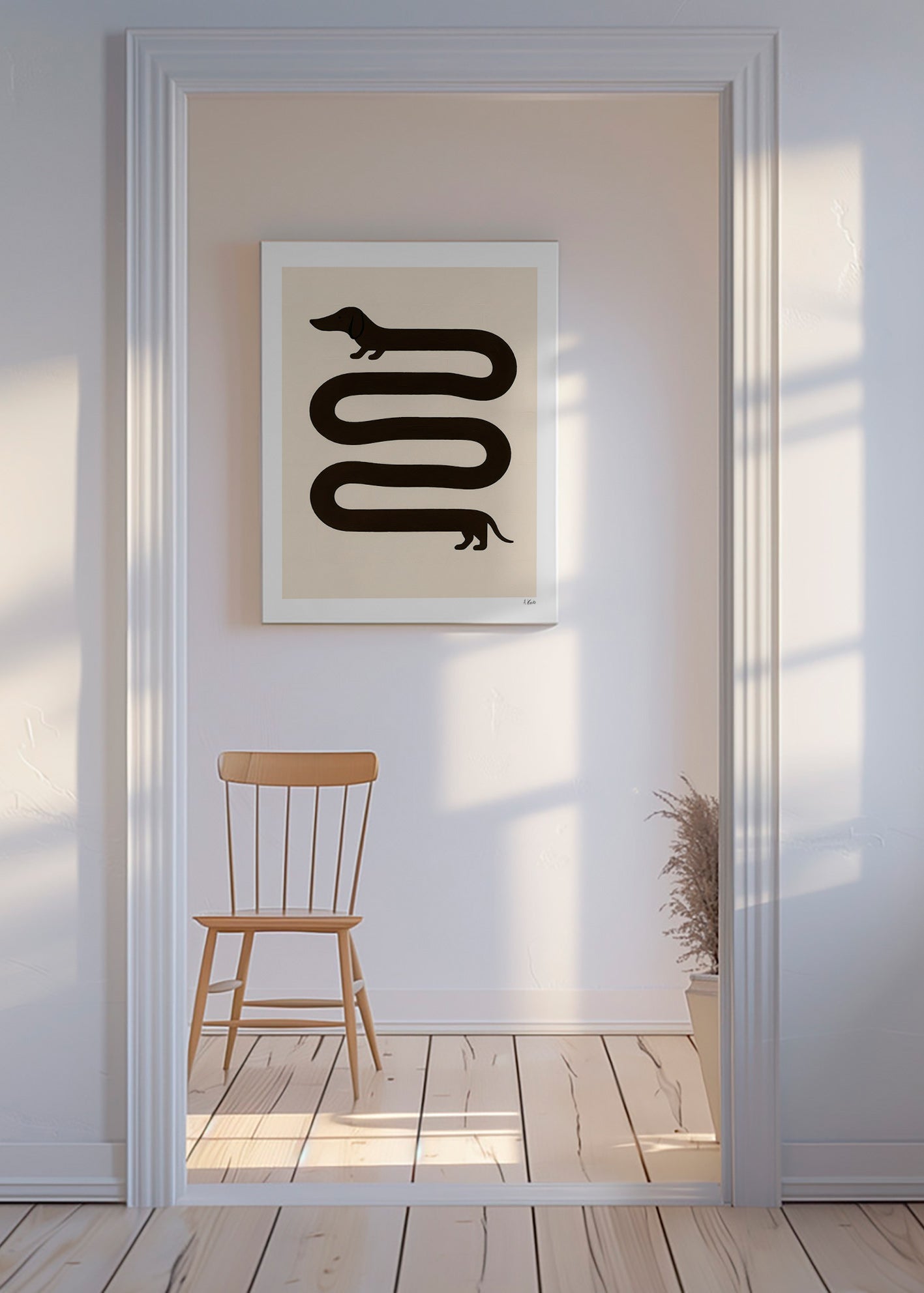 Cuadro perro alargado minimalista – Canvas