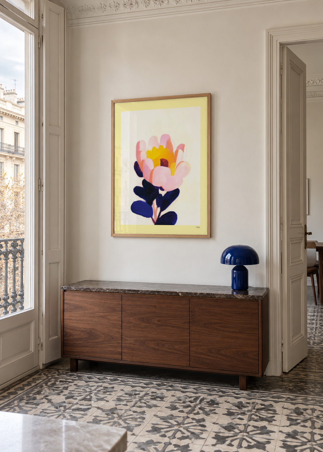 Morning Blossom - Framed poster in an interior