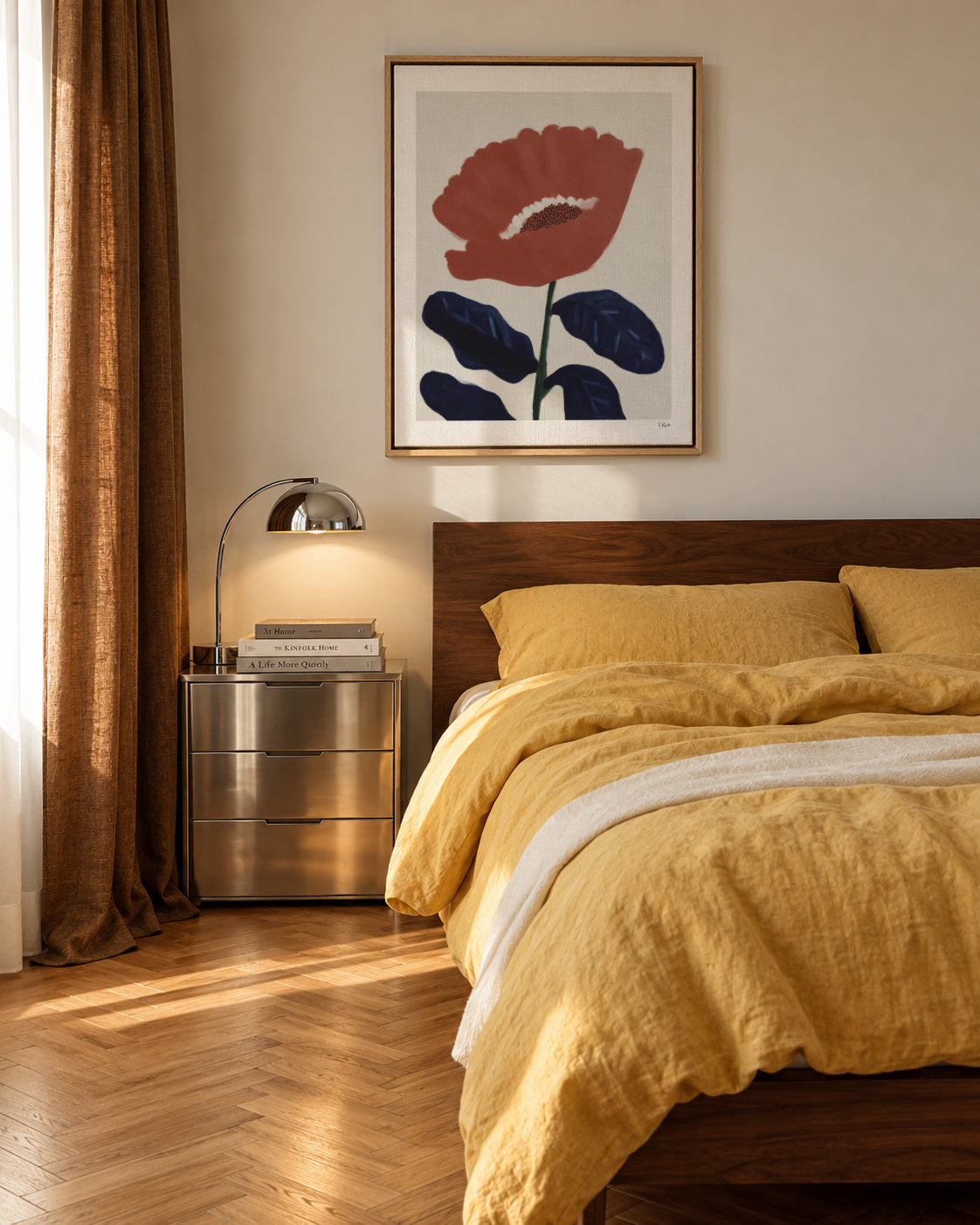 Coral Flower - Framed canvas in an interior