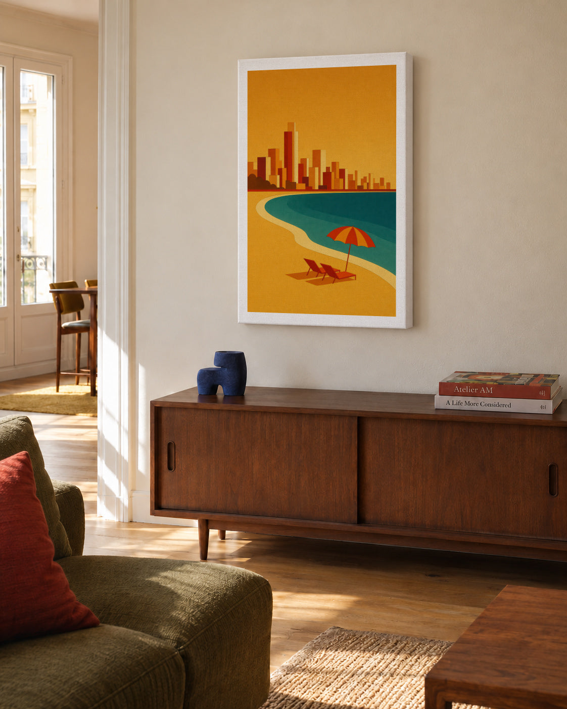 Golden Shore - Unframed canvas in an interior
